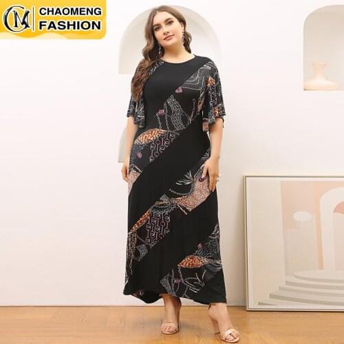 2021 Womens Summer New Style Bohemian Fashion Print Stitching Dress Islamic Turkey Long Skirt Dubai Middle East Fashion Ladies