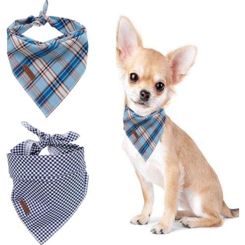 2 Pcs Unique Style Paws Dog Bandana Dog Scarf Pet Gift for Dog Bandage Plaid