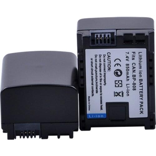 2x 7.4V 850mAH BP-808 BP 808 BP808 Li-ion Battery For Cannon BP-808 BP808 BP-809 BP819 BP827 FS300 FS100 XA10 VIXIA HG20 Battery