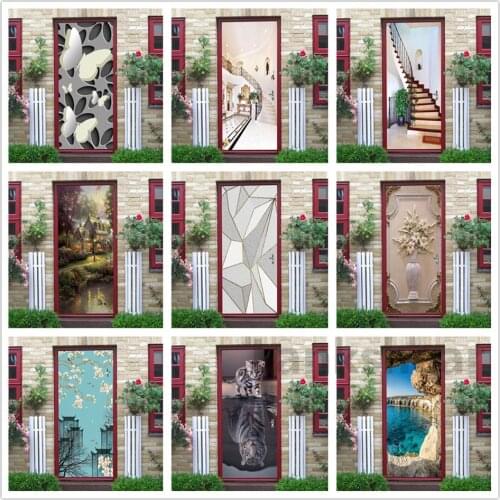 3D Butterfly Door Sticker PVC Self Adhesive Waterproof Wall Mural Decals Sticker on the Doors DIY Home Design autocollant porte