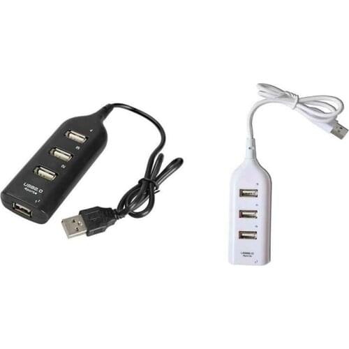 4 Ports USB 2.0 HUB Plug Expander Adapter With Cable Charging Concentrator Computer Laptop Accessory