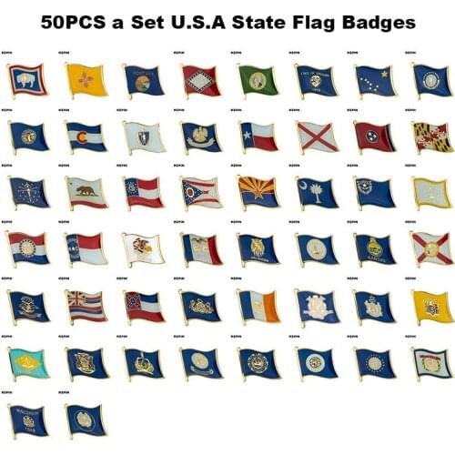 50PCS a Set U.S.A State Flag Badges
