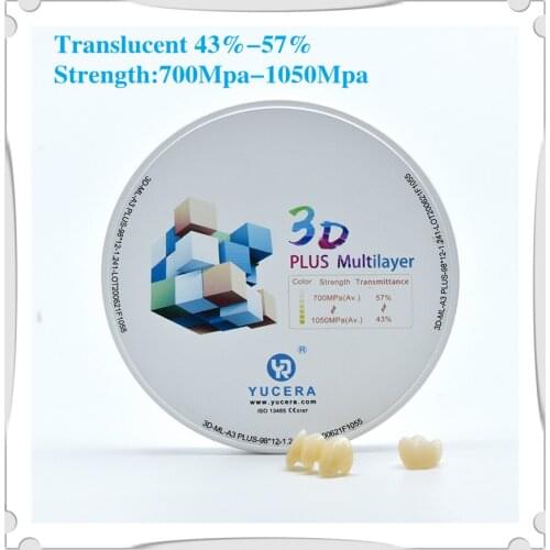 57% High translucent 1050Mpa multilayer zirconia ceramic blocks and ce zirconia blocks dental for false zirconia blocks dental