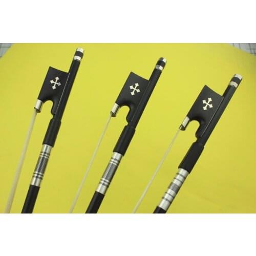 8 pcs new PRO 4/4 Carbon fiber violin bows Ebony Frog Inlaid Cross