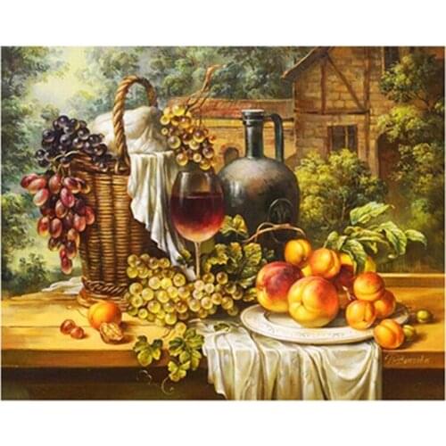 Full Drill Diamond Painting "Fruit Red Wine" Embroidery Cross Stitch Home Decor Gift