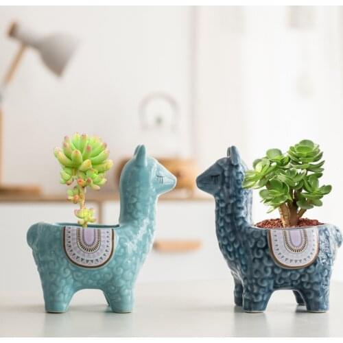 Alpaca Cartoon Succulent Flower Pot Ceramic Creative Personality Cute Desktop Home Decoration