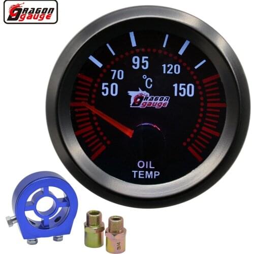Dragon 52mm Auto Car Pointer Modified Oil Temperature Meter White Backlight With Sensor 50-150 Celsius Temp Gague Free Shipping