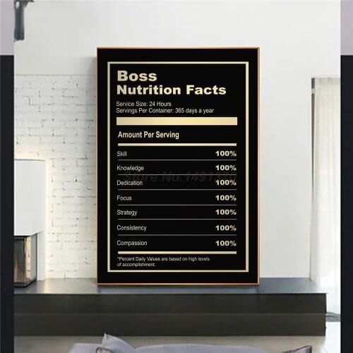 Boss Nutrition Facts Success Motivational Quote Office Room Canvas Painting Oil Print Poster Wall Art Picture For Living Room