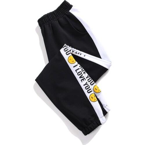 Oversized Harem Pants For Women Letters Face Printed Striped Patchwork Sweatpants Loose Sport Trousers Female Casual Wear P119
