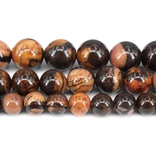 Natural African Pictures Jasper Round Loose Beads Strand 6/8/10MM For Jewelry DIY Making Necklace Bracelet