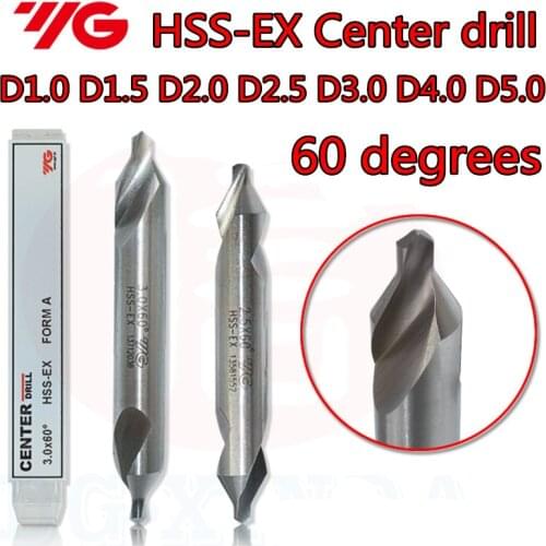 D1.0 D1.5 D2.0 D2.5 D3.0 D4.0 D5.0 YG-1 HSS-EX 60 degrees Center drill Processing stainless steel .steel, etc