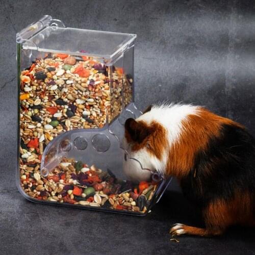 Hamster Rabbit Food Dispenser Feeder Plastic Clear Automatic Pet Feeder For Hamster Guinea Pigs Food Bowl Container Small Animal