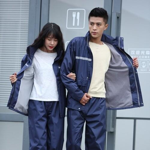 Adult Hiking Raincoat Rain Pants Suit Split Thick Waterproof Mens Riding Whole Body Take-out Rain Coat Rain-proof Pants Poncho