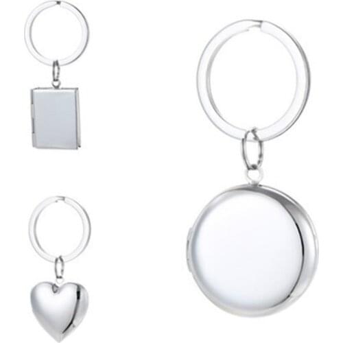 Photo Box Keychain Stainless Steel Round Heart Square Glossy Phase Box Jewelry Gifts For Him Or Her