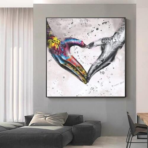 Gesture Heart Graffiti Art Prints Canvas Painting Poster Street Wall Art Decorative Wall Picture Living Room Home Decor Cuadros
