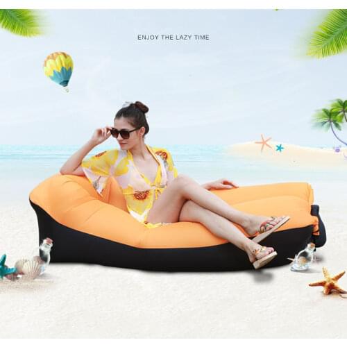 Creative Adult Patchwork Beach Lounge Chair Folding Waterproof Camping Sleeping Bag Outdoor Garden Inflatable Sofa Lazy Bag