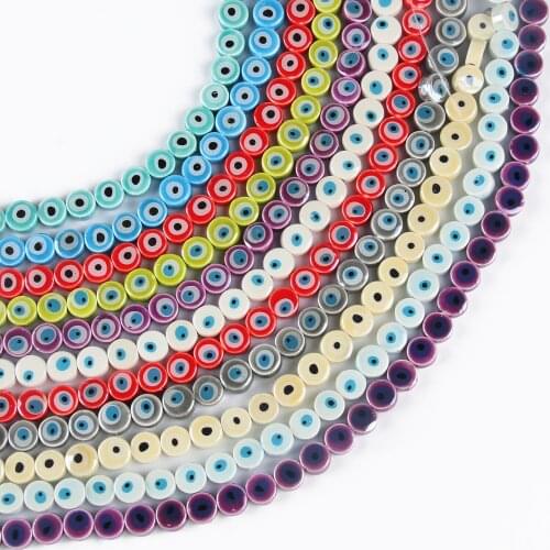 36pcs Mix Color 9x5mm Round Eye Ceramic Beads For Jewelry Making Loose Spacer Ceramics Bead DIY Bracelet Necklace Charm Gifts