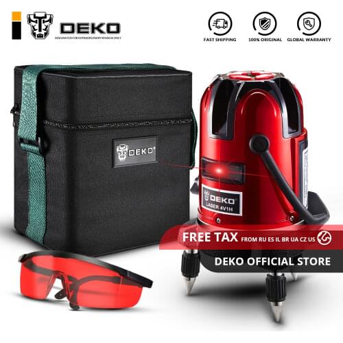 DEKO LL5 Series 5 Line Red Laser Level Self-leveling AA/Li-ion Battery Horizontal&Vertical 360 Degree Adjustment Accurate Laser