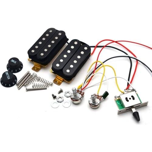 Hot-Electric Guitar Pickup Wiring Harness Prewired 3-Way Switch HH Pickup for ST Electric Guitar Black