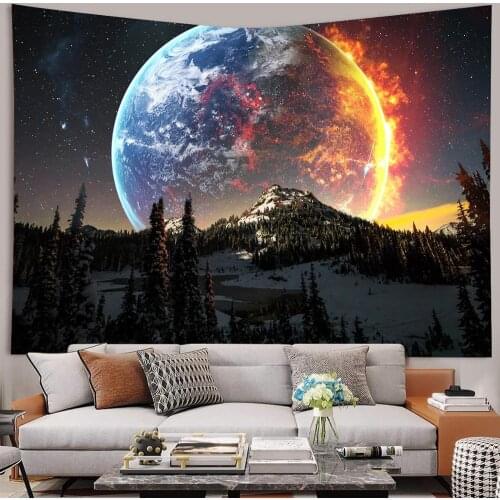 Moon Stars Tapestry Wall Hanging Hippie Dragon Forest Psychedelic Farmhouse Decor Tenture Tapisserie Beach Bohemian Custom