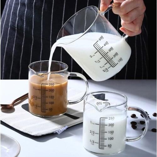 Visual Touch Glass Measuring Cup Clear Milk Mug With Scale Espresso Glassware Coffee Tea High Borosilicate Cups Beer Soup Wine