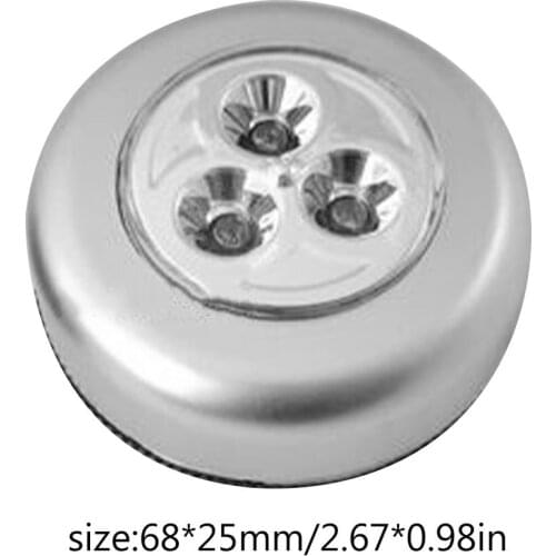 4 LED Control Night Light Round Lamp Under Cabinet Closet Push Stick On Lamp Home Kitchen Bedroom Automobile Use