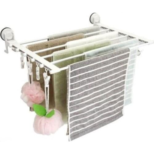 Multi-layer Folding Towel Bar With Clip Underwear Sock Drying Rack Suction Cup Wall Towel Rack Bathroom Accessories Towel Holder