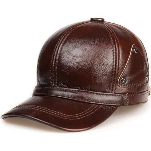 Mens Thin Cowhide Baseball Cap Youth Genuine Leather Male Hat Middle Age Elderly Man Spring Autumn Korean Version Hats H6921