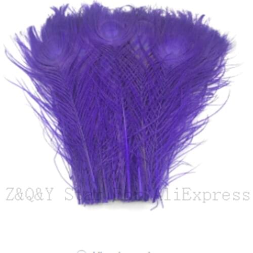 Natural 25--30CM (10-12 inches) peacock feathers dyed purple 50-100 DIY craft jewelry show mask accessories feathers