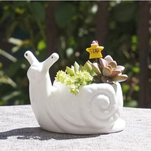Small Animal Ceramic Flowerpot Super White Porcelain Elephant Snail Tortoise Garden Mini Pot Planter Ceramic Pot Desktop Decro