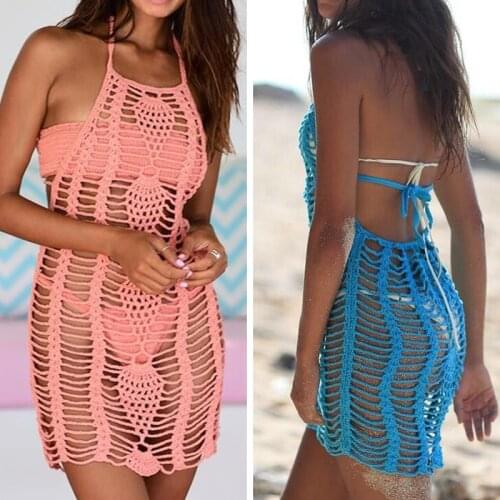 2019 New Sexy Bikini Cover Up Lace Hollow Crochet Swimsuit Beach Wear Dress Women Summer Swimwear Cover Up