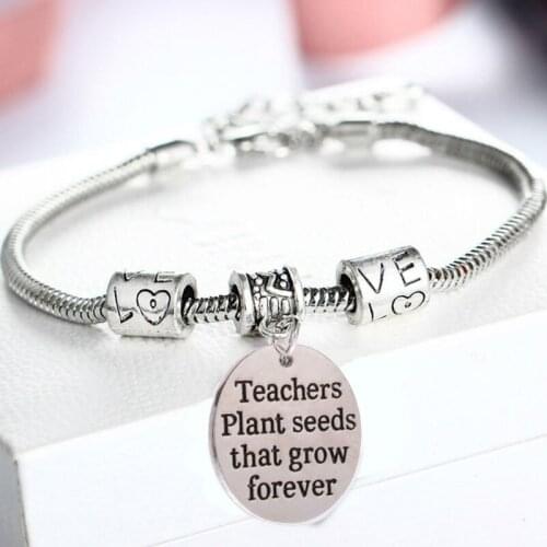 New Teachers Plant Seeds That Grow Forever Bracelet Bangle Love Beads School Teachers Day Gifts Charm Jewelry Party Wristband