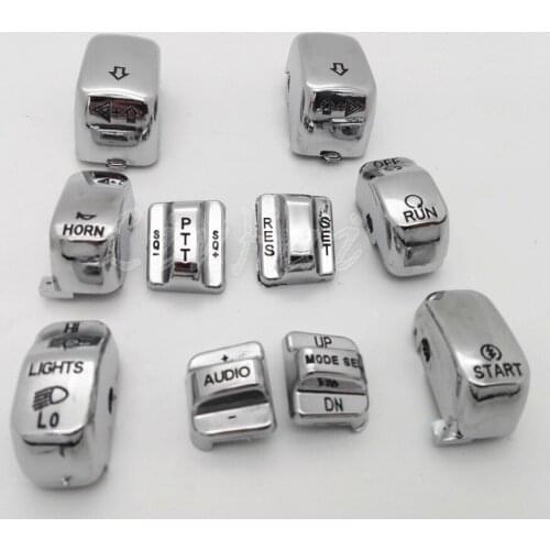 Motorcycle One Set Chrome Hand Control Switch Housing Buttons Cap Kit Fits For Harley 1996-2013