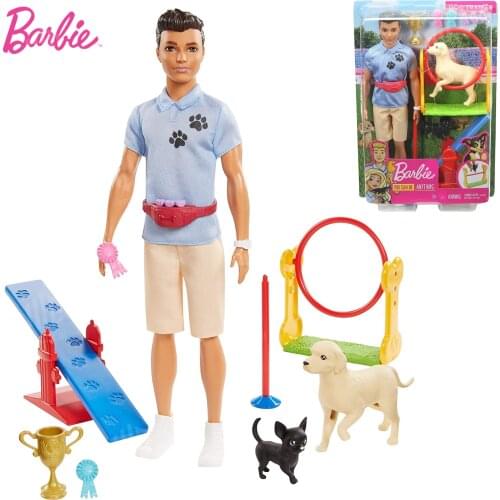 Original Barbie Ken Doll Dog Trainer Playset, Vet Ken Barbie Doll Animal Figure Toys Accessories Barbie Collector Child Gift For