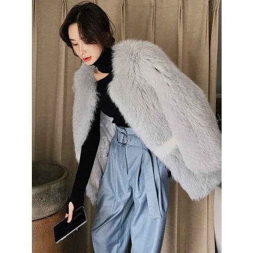 Autumn Winter Coat Women Real Fox Coats Double-faced Fur Jackets Korean Long Jacket Chaqueta Mujer MY925