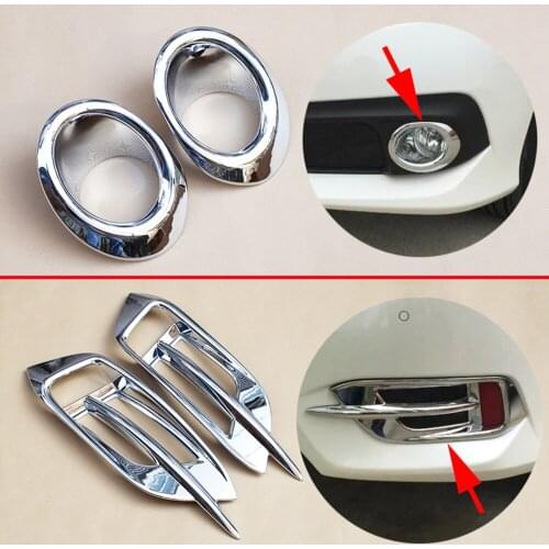Front + Rear Fog Light Lamp Cover Trim For Honda Civic 2016 2017 2018 Accessories Chrome Exterior Molding