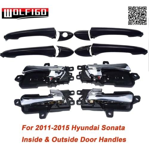 Front Rear Left Right Exterior Outside Inside Interior Door Handles for 11-15 Hyundai Sonata 826513S010, 836523S010,82610-3S010