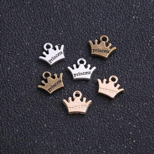 30pcs 11*13mm Three color Plared Antique Metal Mini Crown Charms Jewelry Findings Fit Vintage Pendants Charms