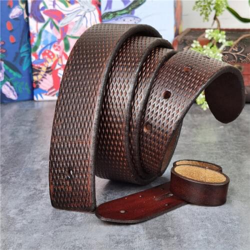 Luxury Vintage Pop Dot Carving Top Thick Leather Men Belt Without Buckle Cinturon Mujer Mens Leather Belts Without Buckles SP12