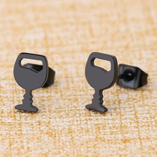 9MM Small Cups Trend Brief Titanium Stainless Steel 3 Colors Plated Men Earring Stud Earrings For Women Classic Jewelry