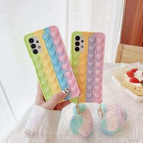 A51 A71 Case Cute Love Heart Relive Stress Cases For Samsung Galaxy A31 A32 A21 A20 A30 A50 A12 5G A11 A10E Silicone New Cover