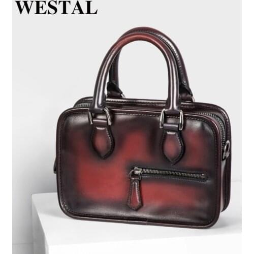 WESTAL Woman Briefcase Business Genuine Leather Bags Women Vintage Crossbody Bags For Women Luxury Womens Leather Bag D-9024