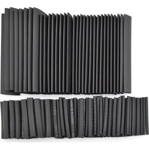 127PCS Black Assorted Heat Shrink Tubing Sleeving 2:1 Insulated Wrap Wire Cable Shrinkable 2-13mm Kit with Polyolefin Tube