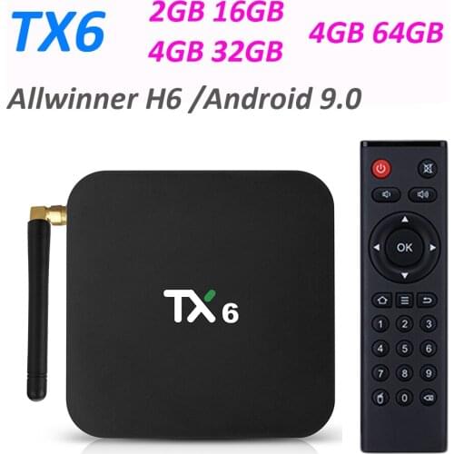 5pcs Tanix TX6 TV Box Android 9.0 Allwinner H6 4GB DDR3 32GB/64GB EMMC 2.4GHz 5GHz WiFi BT4.1 Optional 4K 2GB 16GB TV BOX