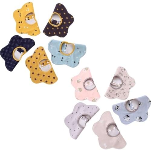 5pcs/set Newborn Baby Pure Cotton Waterproof Flower Bibs 360 Degree Rotating Saliva Towel Infants Feeding Burp Cloths