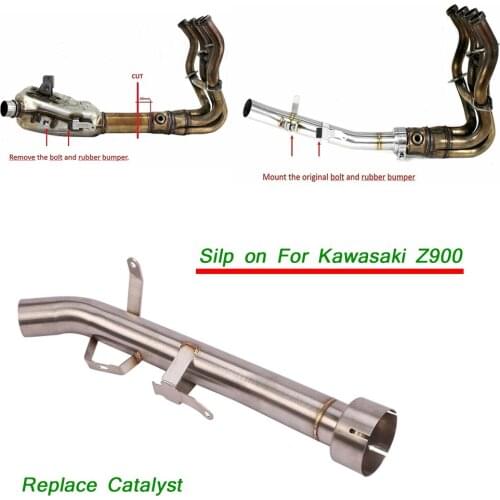 Motorcycle Exhaust System Escape Stainless Steel Link Tube Pipe Replace Catalyst for Kawasaki Z900 Until 2020