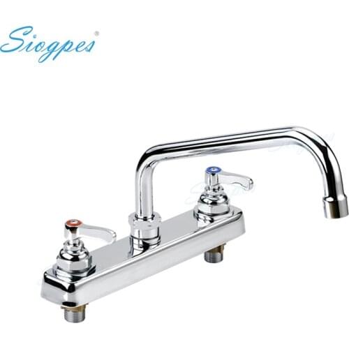 High Quality 8" Double Holes Deck Mounted Commercial Pantry Kitchen Workboard Faucet with Swing Spout