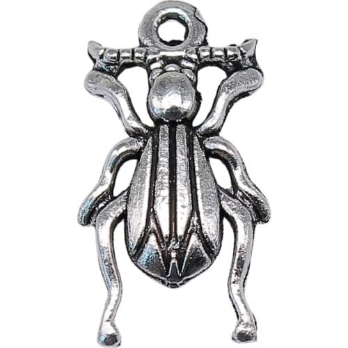 WYSIWYG 40pcs 17x9mm Insect Charm Pendants For Jewelry Making Antique Silver Color Insect Pendants Charm Insect