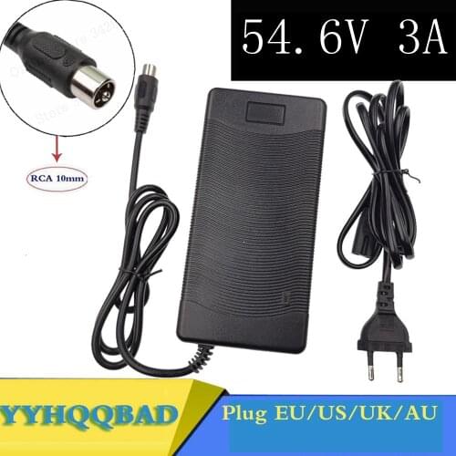 YYHQQBAD 54.6V 3A Charger electric bike lithium battery charger for 48V lithium battery RCA10MM Plug