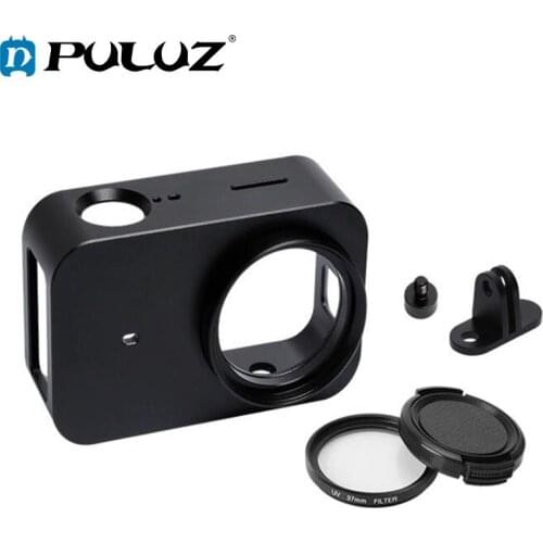PULUZ Aluminum Alloy Protective Case for Xiaomi Mijia Camera Cage Mount&37mm UV Lens for Mijia 4K Mini Sport Camera Accessory